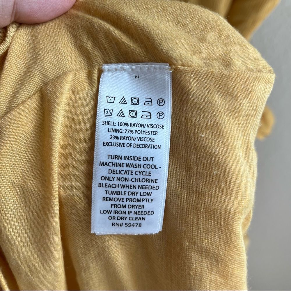 New Joie yellow sleeveless Tiered Maxi Dress Embroidered derail, v-neck - Picture 10 of 10